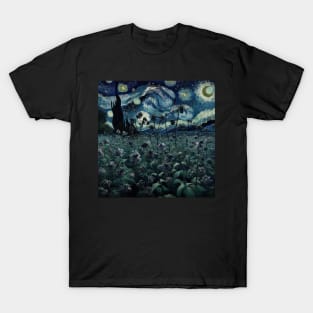 Enchanted Flower Garden Night: Borage Starry Floral T-Shirt